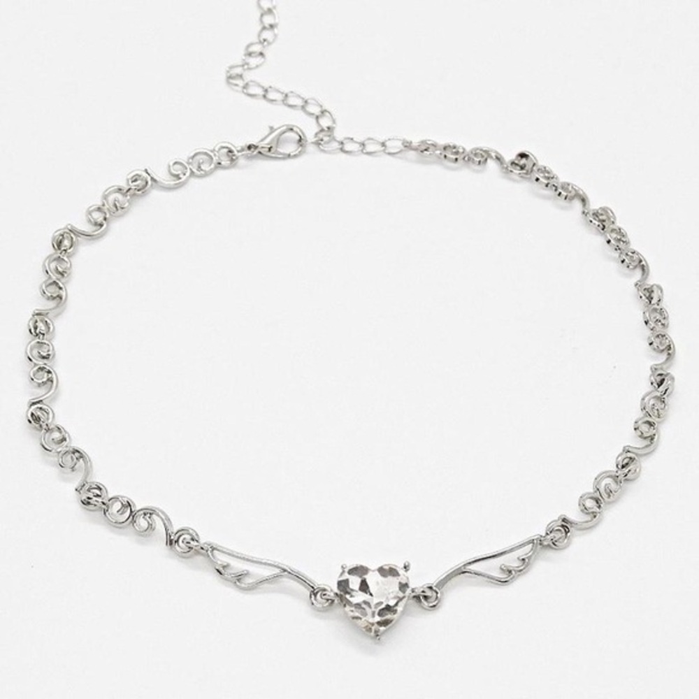 3/$12 Silver Heart Crystal Pendant Necklace - Women's Fashion Jewelry